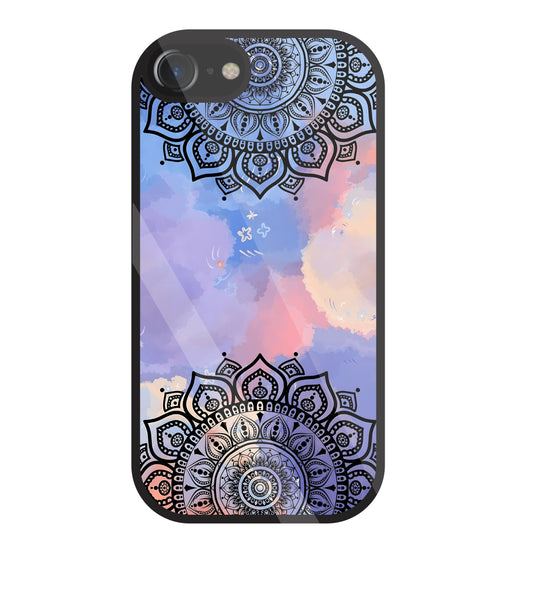 Colorful Mandala Pattern Glass Case For Apple iPhone 7