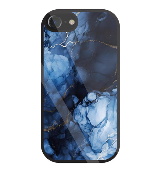 Dark Blue Marble Glass Case For Apple iPhone 7
