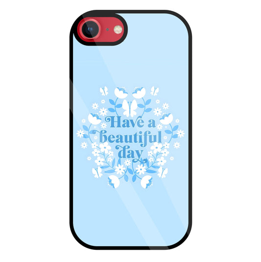 Have A Beautiful Day(Blue) Glass Case For Apple iPhone 8