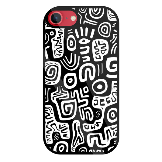 Black And White Doodle Art Glass Case For Apple iPhone 8
