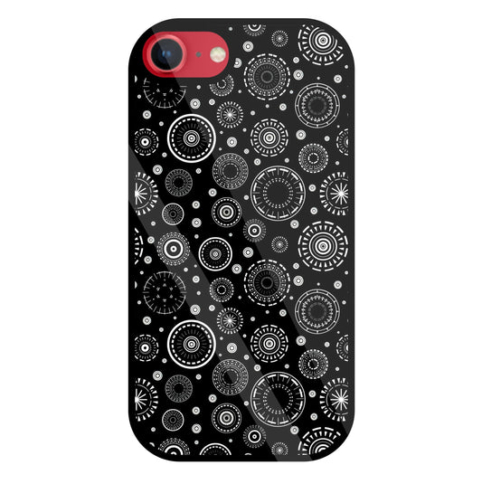Black Circle Pattern Glass Case For Apple iPhone 8