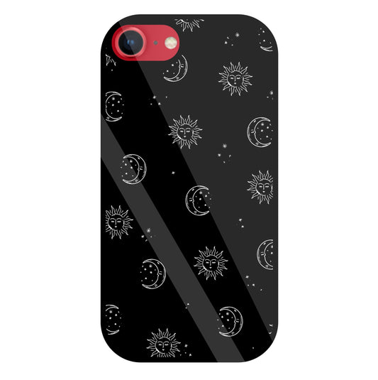 Black Sun With Moon Glass Case For Apple iPhone 8