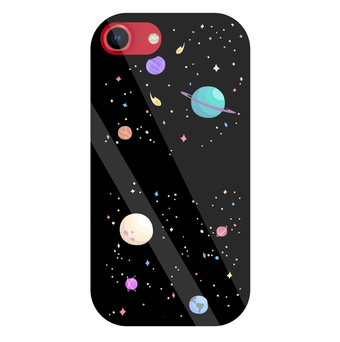 Colorful Space Glass Case For Apple iPhone 8