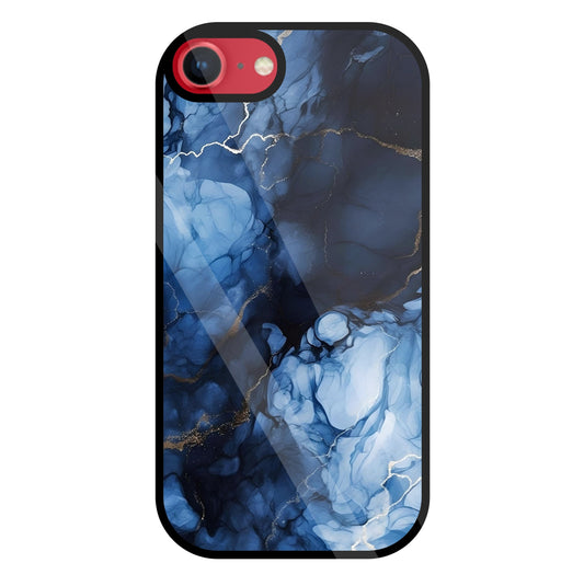 Dark Blue Marble Glass Case For Apple iPhone 8