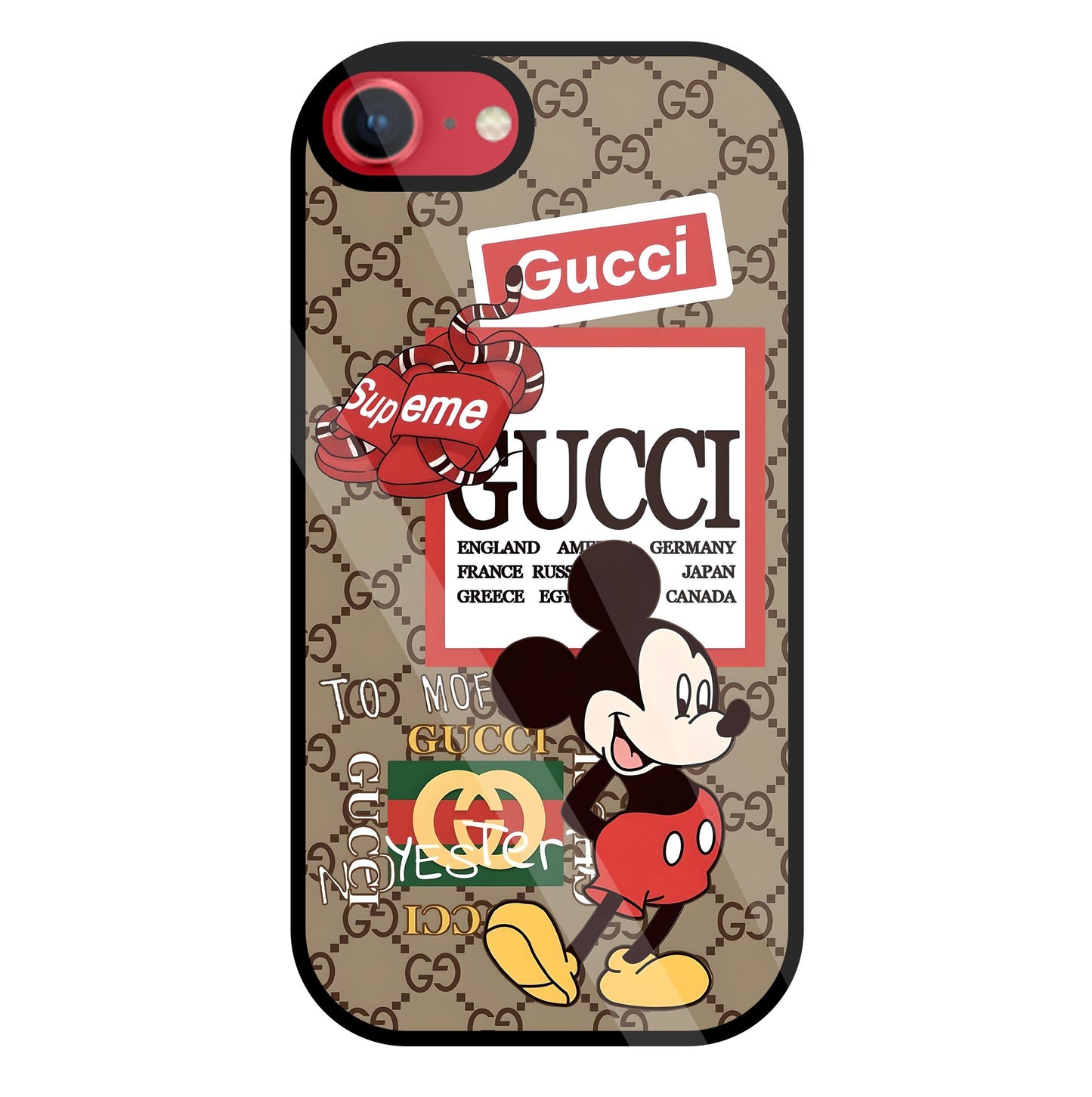 Gucci Mickey Glass Case For Apple iPhone 8