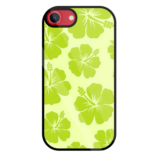 Hibiscus Flower Green Glass Case For Apple iPhone 8