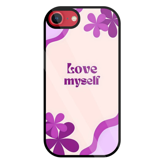 Love Myself Purple Flower Glass Case For Apple iPhone 8