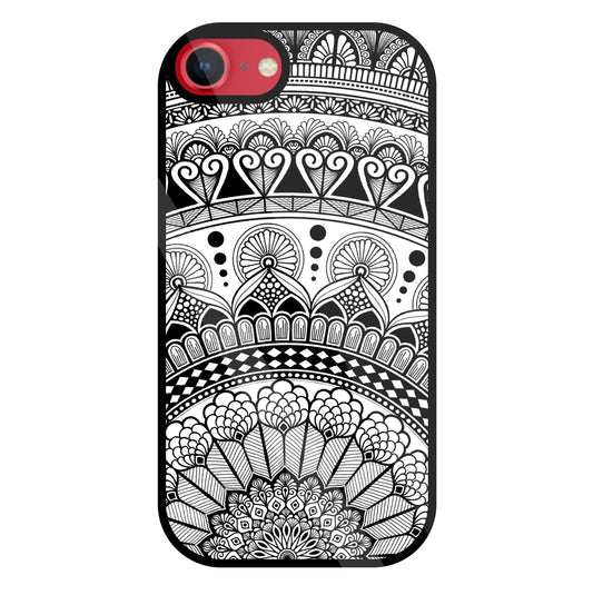 Mandala Pattern Black And White Glass Case For Apple iPhone 8