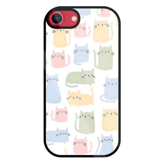 Multicolor cat Glass Case For Apple iPhone 8