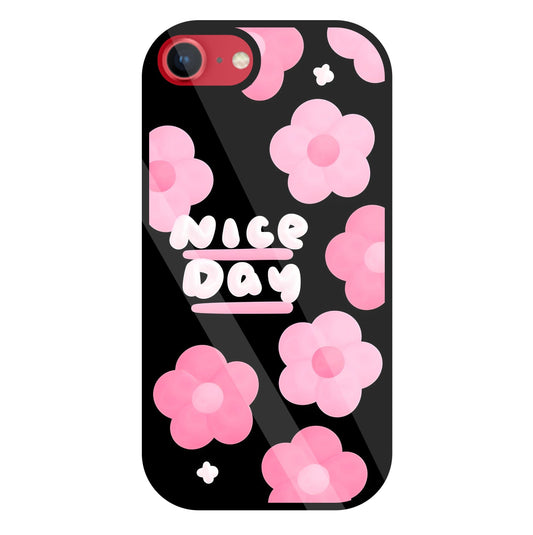 Nice Day Pink Flower Glass Case For Apple iPhone 8