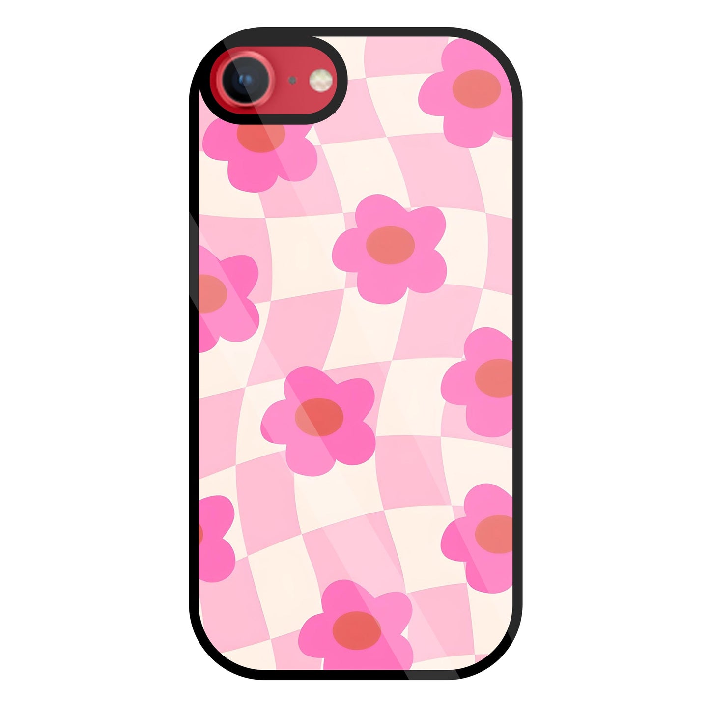 Pink Flower Glass Case For Apple iPhone 8