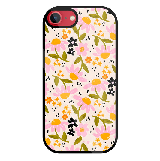 Pink And Yellow Flowers Glass Case For Apple iPhone 8