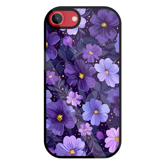 Purple Flower Blooms Glass Case For Apple iPhone 8