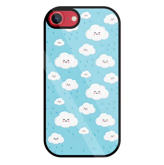 Smile Clouds With  Rain Glass Case For Apple iPhone 8