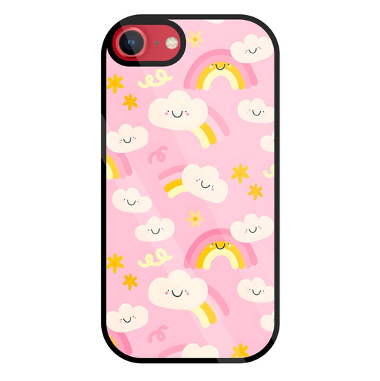 Smile Clouds With  Rainbow Glass Case For Apple iPhone 8