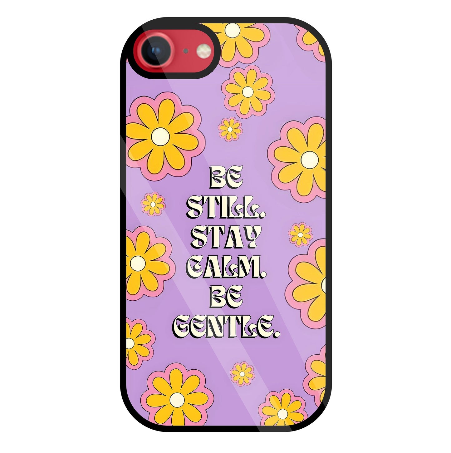 Yellow Flowers With Quotes Glass Case For Apple iPhone 8