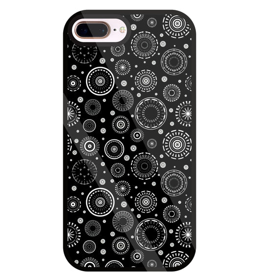 Black Circle Pattern Glass Case For Apple iPhone 8 +