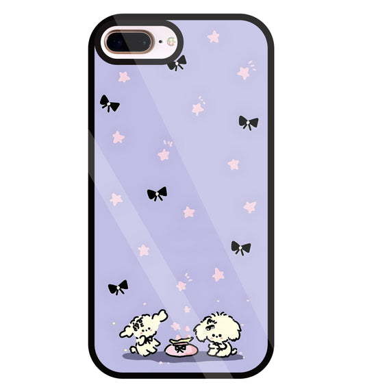 Black Ribbon With Stars Glass Case For Apple iPhone 8 +
