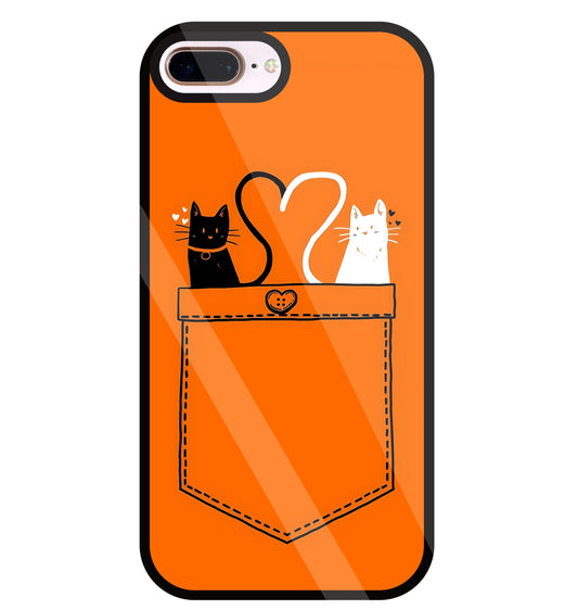 Black And White Cat In Pocket Glass Case For Apple iPhone 8 +