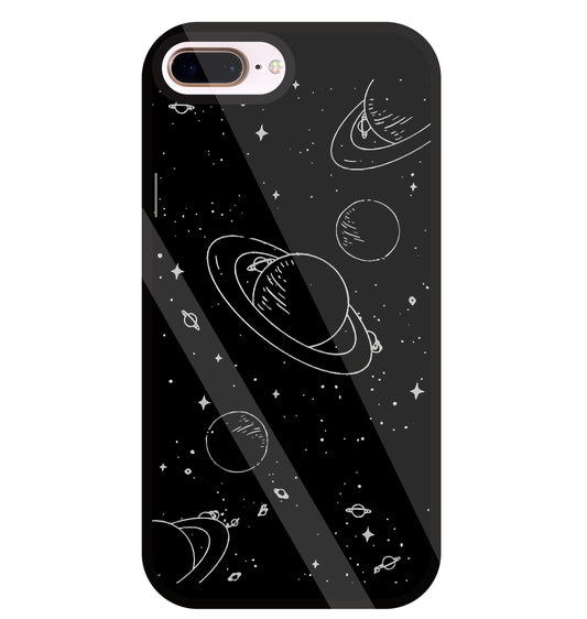Black And White Space Glass Case For Apple iPhone 8 +