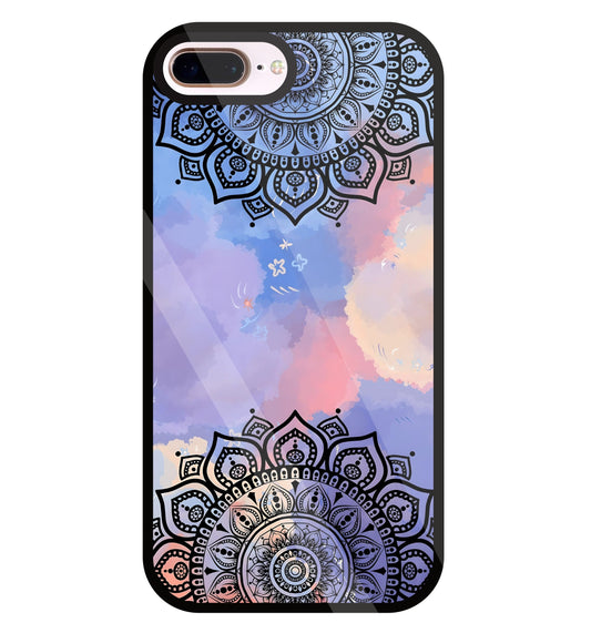 Colorful Mandala Pattern Glass Case For Apple iPhone 8 +
