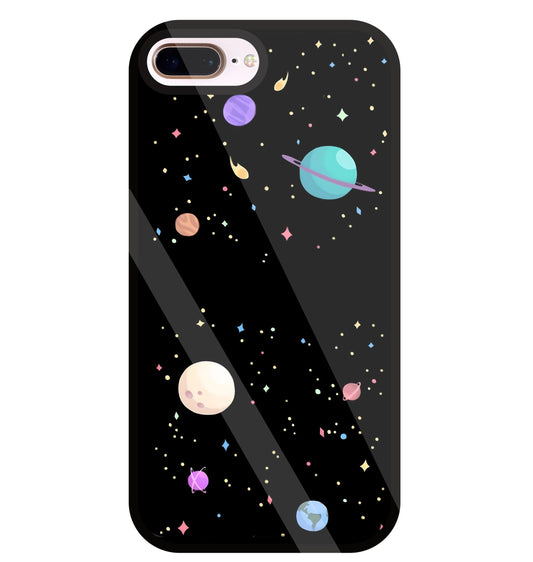 Colorful Space Glass Case For Apple iPhone 8 +