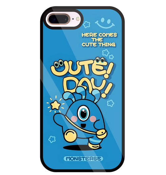 Cute Day! Monsterse Blue Glass Case For Apple iPhone 8 +