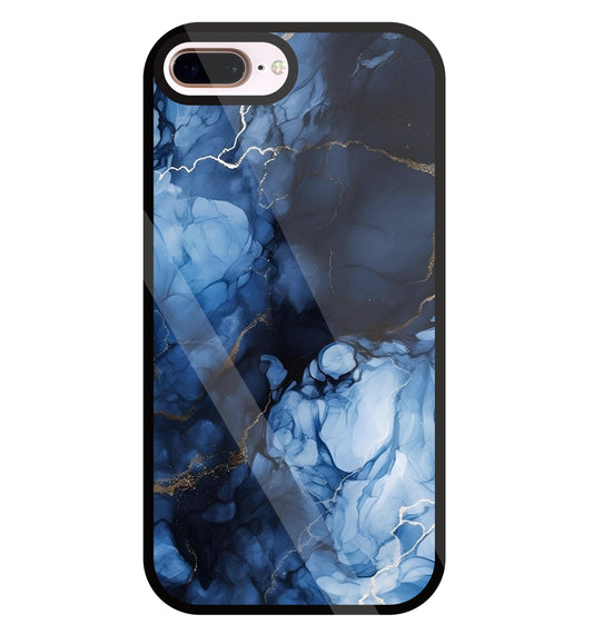 Dark Blue Marble Glass Case For Apple iPhone 8 +