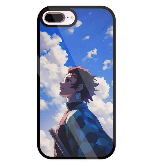 Demon Slayer-Tanjiro Kamado Glass Case For Apple iPhone 8 +