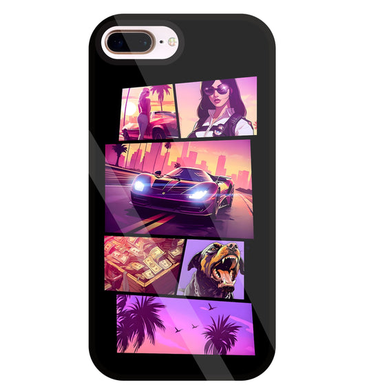 GTA 6 Glass Case For Apple iPhone 8 +