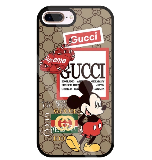 Gucci Mickey Glass Case For Apple iPhone 8 +
