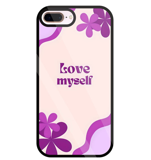 Love Myself Purple Flower Glass Case For Apple iPhone 8 +