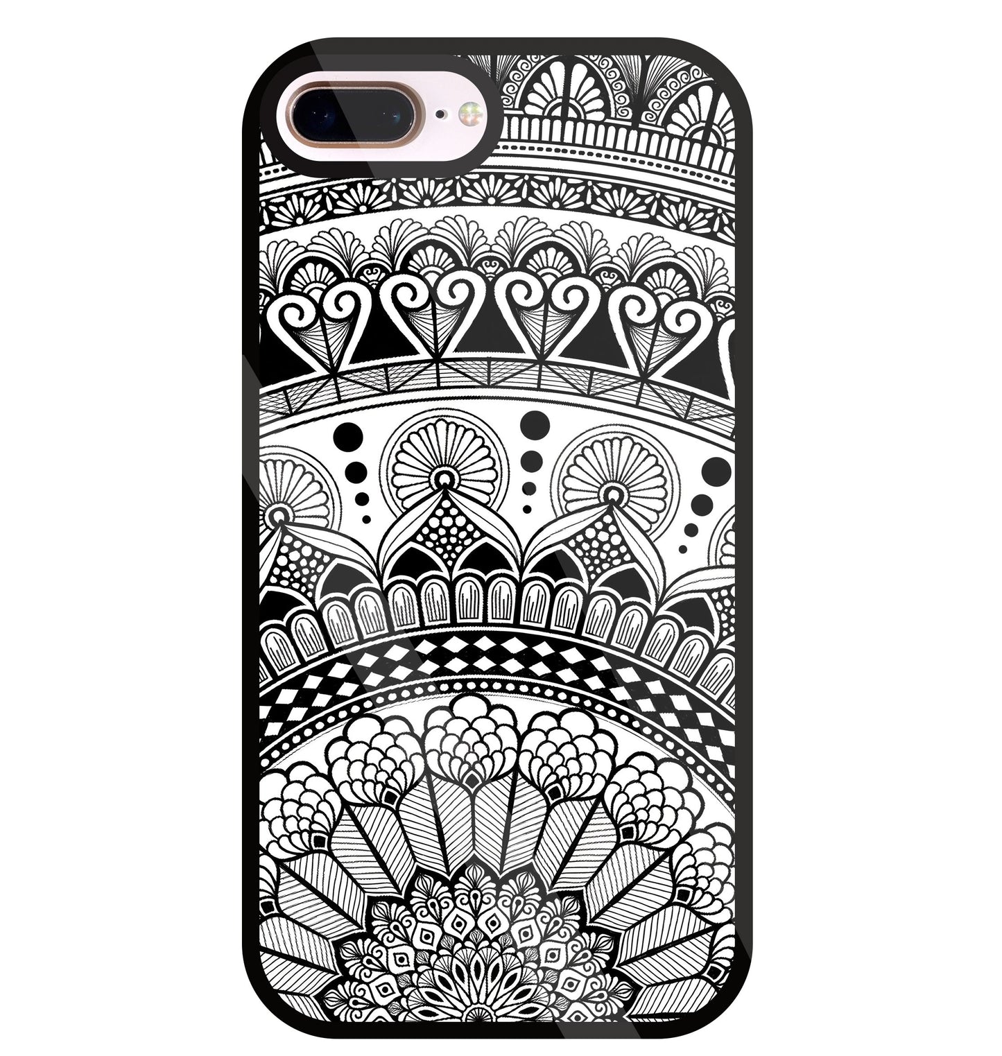 Mandala Pattern Black And White Glass Case For Apple iPhone 8 +
