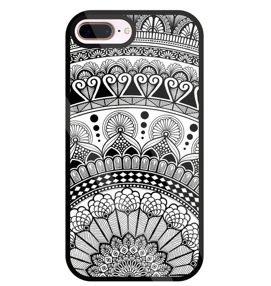 Mandala Pattern Black And White Glass Case For Apple iPhone 8 +