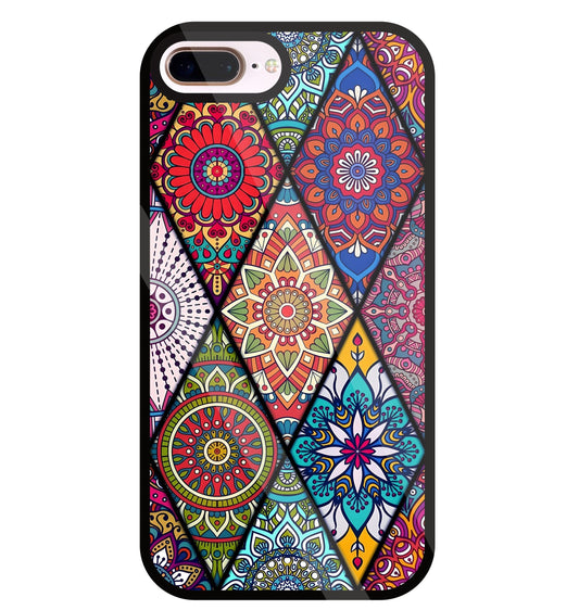 Mandala Patterns Colourful Glass Case For Apple iPhone 8 +
