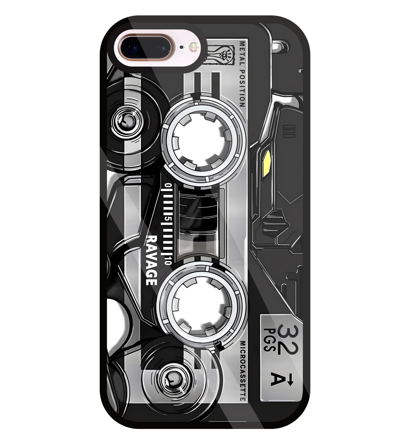 Microcassette Glass Case For Apple iPhone 8 +
