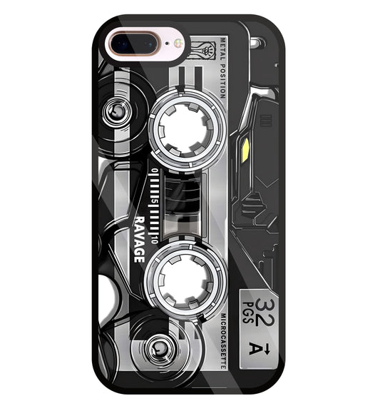 Microcassette Glass Case For Apple iPhone 8 +