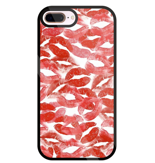 Multi Lips Kisses Glass Case For Apple iPhone 8 +