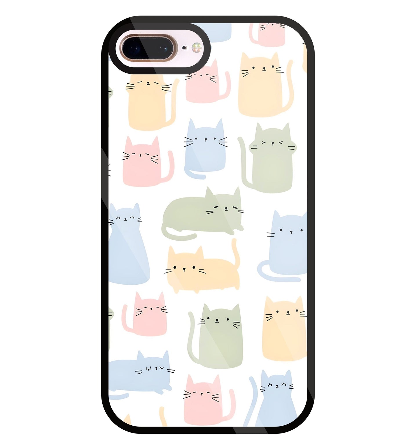 Multicolor cat Glass Case For Apple iPhone 8 +