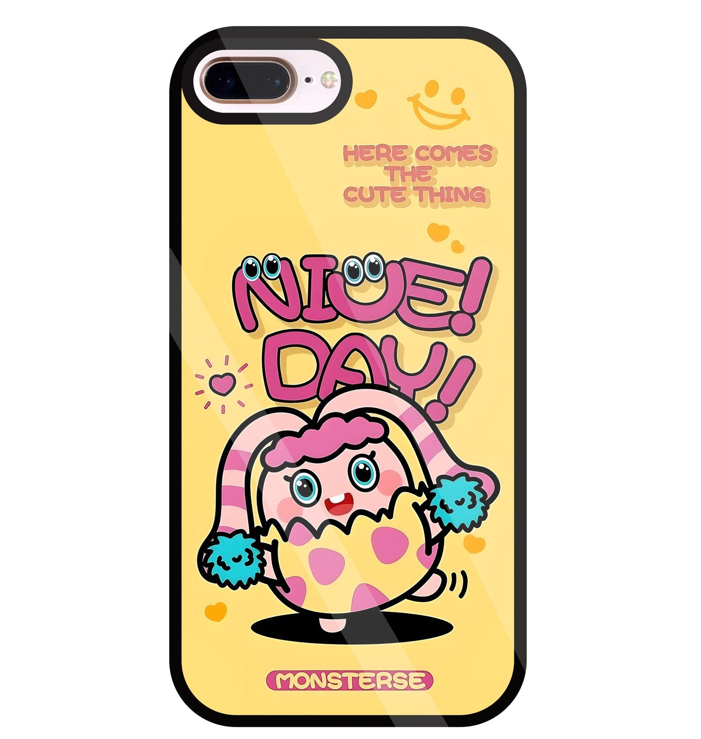 Nice Day Monsterse Yellow Glass Case For Apple iPhone 8 +