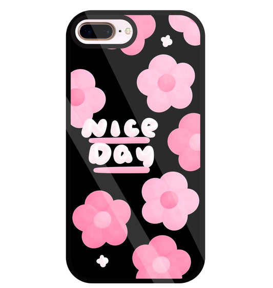 Nice Day Pink Flower Glass Case For Apple iPhone 8 +