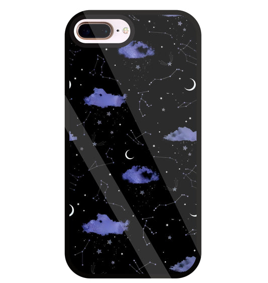 Night Sky Constellations and Stars Glass Case For Apple iPhone 8 +