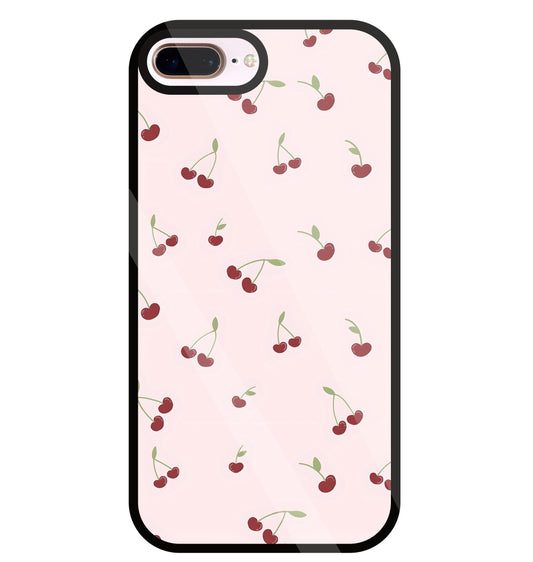 Pink Cherry Glass Case For Apple iPhone 8 +