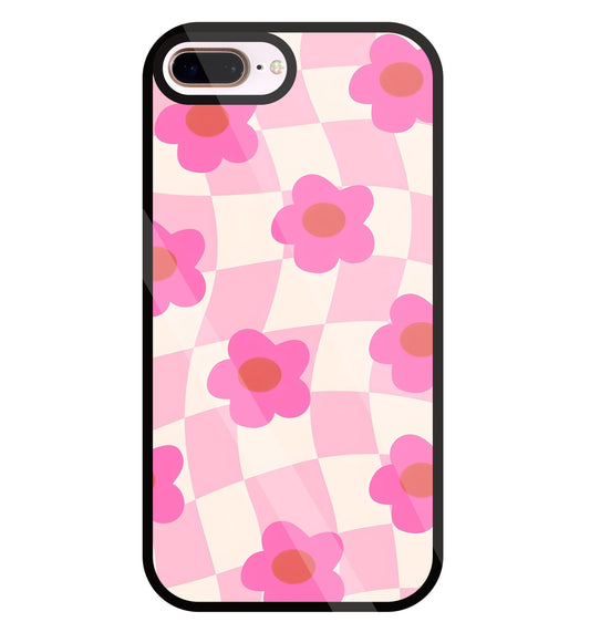 Pink Flower Glass Case For Apple iPhone 8 +