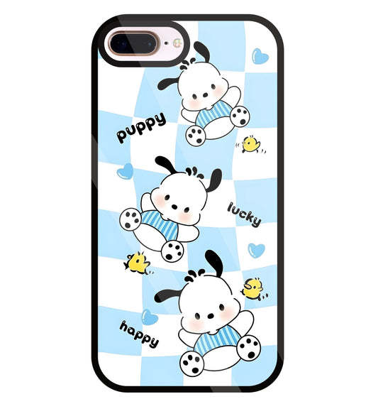 Pochacco Puppy Blue Glass Case For Apple iPhone 8 +
