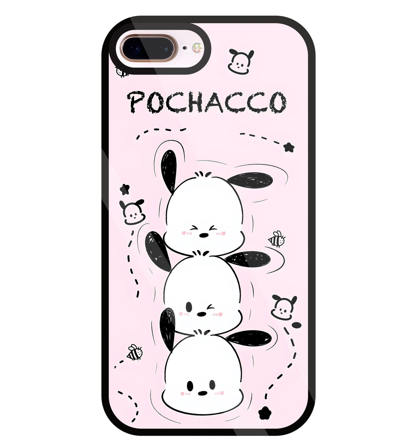 Pochacco Puppy Pink Glass Case For Apple iPhone 8 +