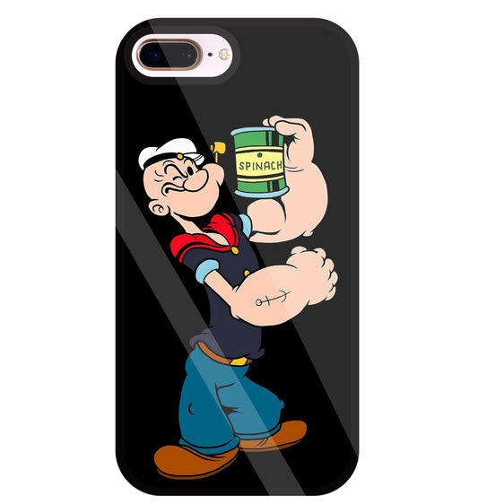 Popeye Spinach Glass Case For Apple iPhone 8 +