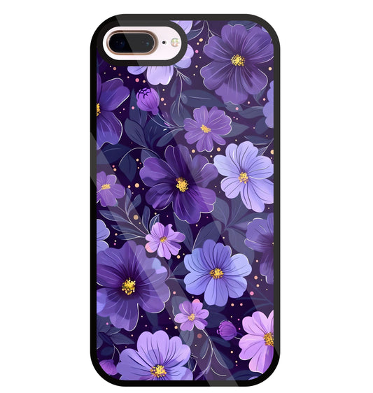 Purple Flower Blooms Glass Case For Apple iPhone 8 +