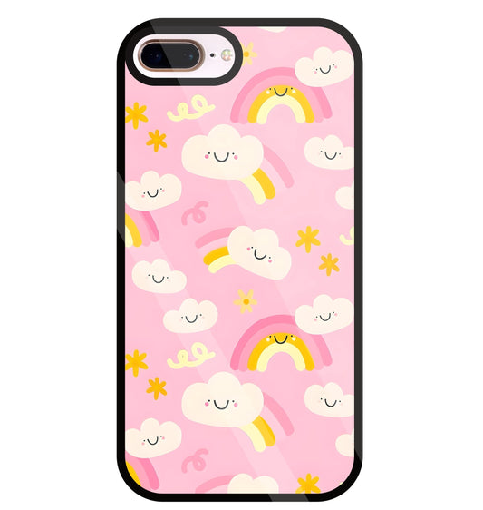 Smile Clouds With  Rainbow Glass Case For Apple iPhone 8 +