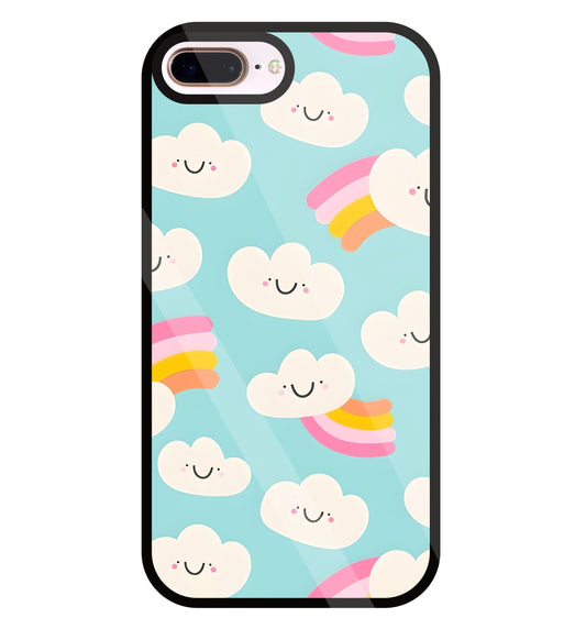 Smiley Clouds Glass Case For Apple iPhone 8 +
